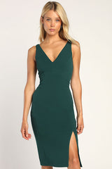 Iconic Moment Dark Green Bodycon Midi Dress