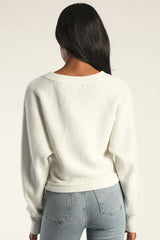 Fireside Flirt Ivory Ribbed Cropped Pullover Sweater