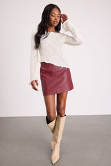 Harley Burgundy Vegan Leather Mini Skirt