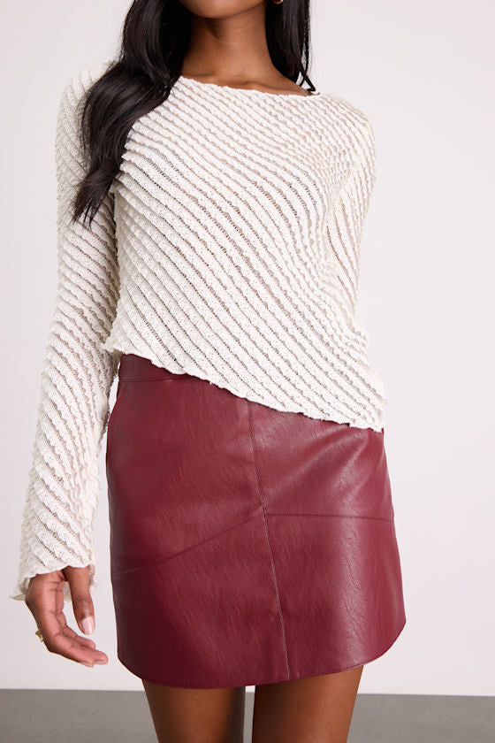 Harley Burgundy Vegan Leather Mini Skirt