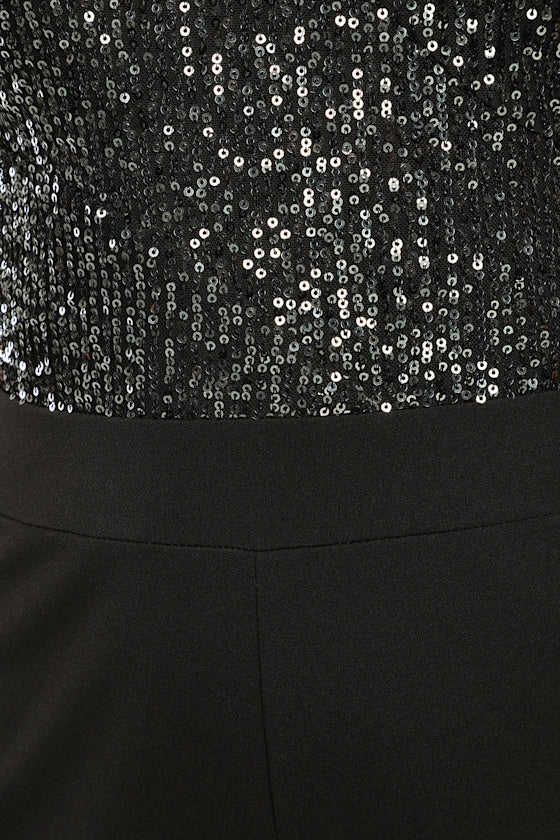 Total Hottie Black Sequin Strapless Jumpsuit