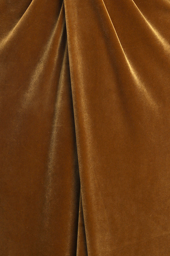Beautiful Evenings Olive Green Velvet Twist-Front Maxi Dress