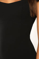 Sleek Chic Black Backless Cap Sleeve Mini Bodycon Dress