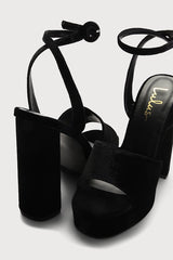 Gorgyy Black Velvet Platform High Heel Sandals