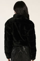 Snow Must Go On Black Faux Fur Quilted Jacket
