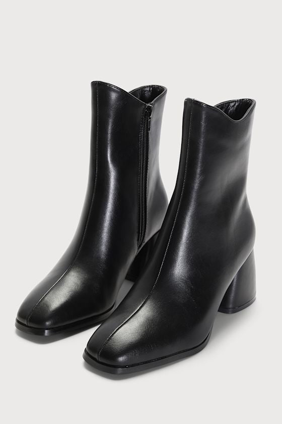 Windal Black Square Toe Mid-Calf Boots