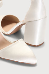 Ellarose Ivory Satin Ankle Strap Heels