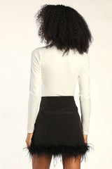 Celebratory Sweetie Black Feather Mini Skirt