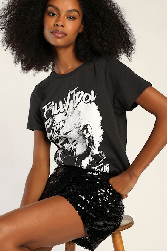Dash of Glam Black Sequin Faux Wrap Mini Skirt