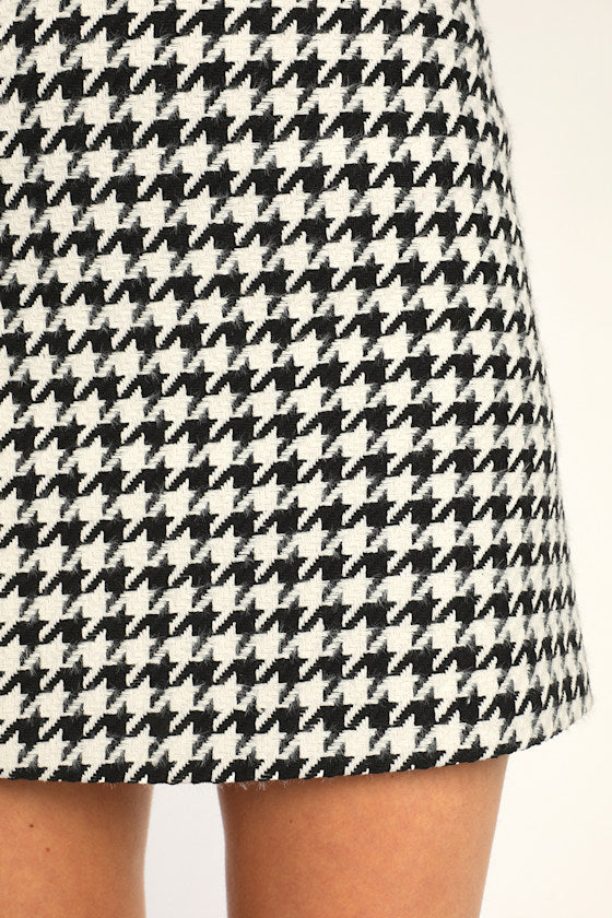 Preppy Poise Black and White Houndstooth Mini Skirt