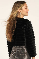 Live for Luxe Black Cropped Faux Fur Jacket
