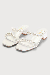 Damii White Pearl Slide Sandals