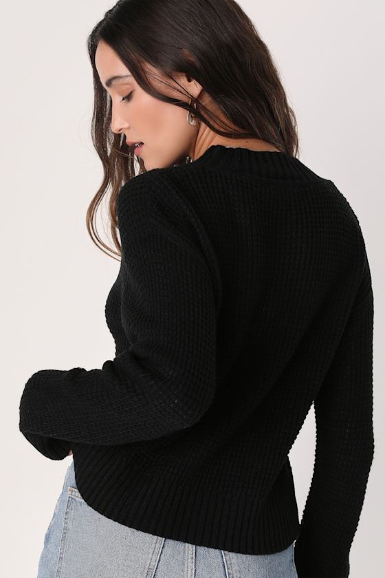 Campfire Cozy Black Cropped Sweater