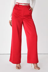 Modern Approach Red Satin Wide-Leg Pants