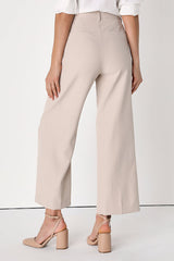 Posh Season Beige Straight Leg Trouser Pants