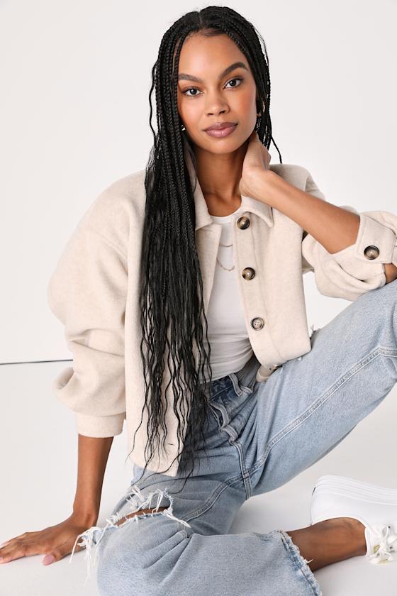 Comfy Essence Beige Cropped Shacket