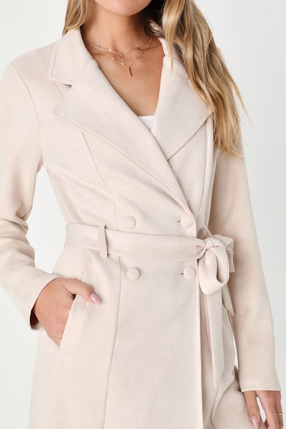Chic Calling Beige Suede Trench Coat