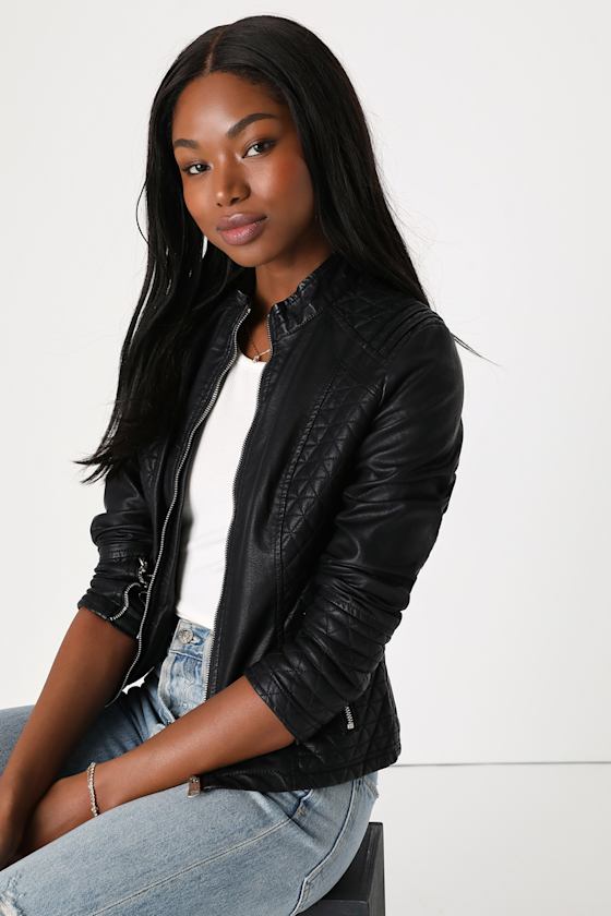Heartlines Black Vegan Leather Moto Jacket